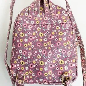UNDER ONE SKY Floral Mini Backpack Cute Cottagecore Granny Kawaii Dusty Lilac Purple Moons & Flowers Backpack, Cute Witchy Floral Laptop  main image 3